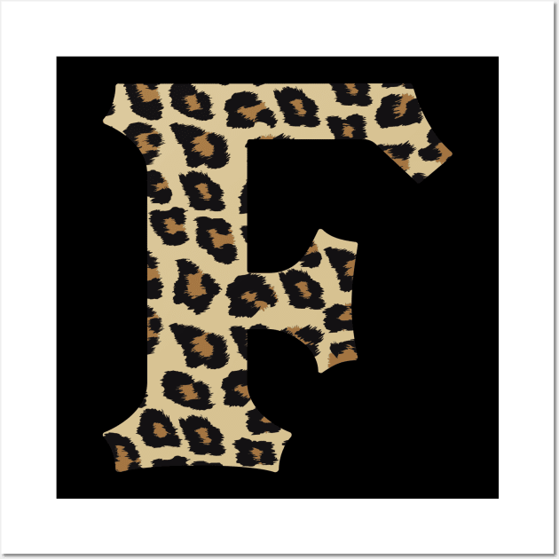 Letter F Leopard Cheetah Monogram Initial Wall Art by squeakyricardo